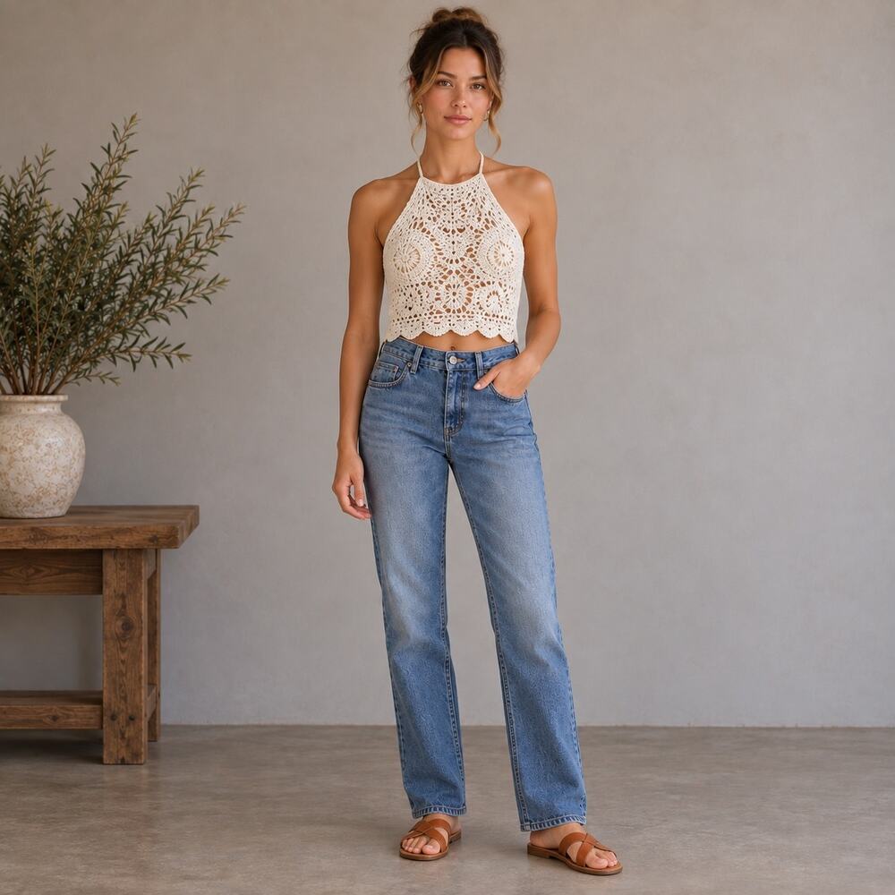 London Jeans Medium Light Wash Blue Vintage Straight Leg Jeans size 8